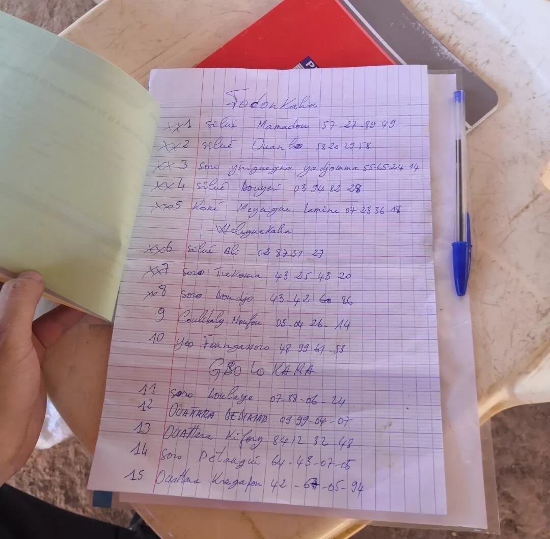 村长手写的受援用户清单